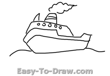 How to Draw a Cartoon Boat on the Sea for Kids » 