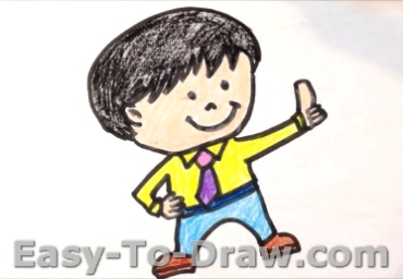 How to Draw a Cartoon Boy with Thumbs up » 