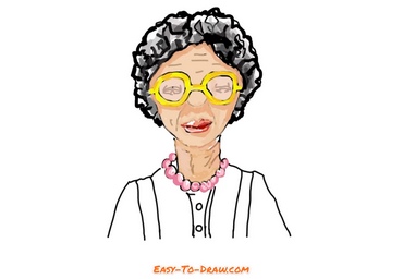 How to draw cartoon grandma, old lady for kids » 