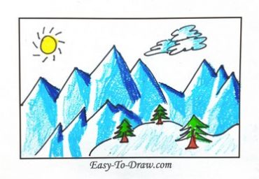 How to draw cartoon SNOWY MOUNTAINS (icebergs) for kids » 