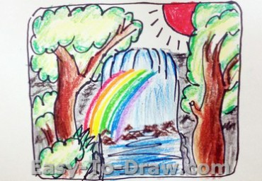 How to Draw Cartoon Waterfalls for Kids