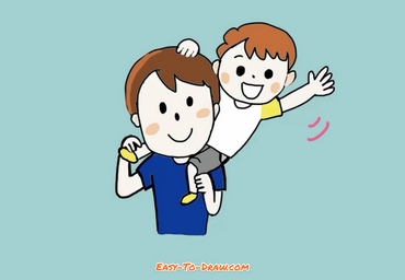 How to draw dad and son